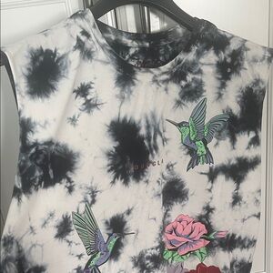 YoungLA mens Black and White Tie-Dye Muscle Tee